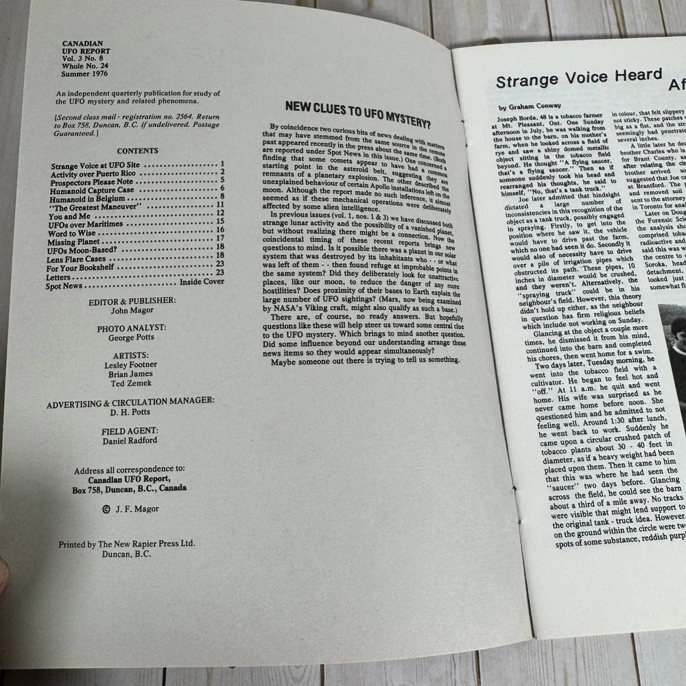 Canadian UFO Report Vol 3 No 8 Summer 1976 Flying Saucers Aerial Phenomena Mag